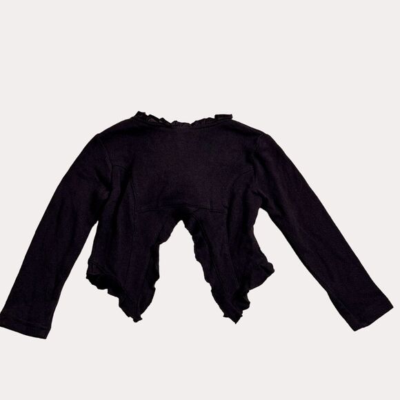 Jottum Ruffle Cardigan Sweater Split Back Brown 98 US 3 bv - Picture 4 of 6